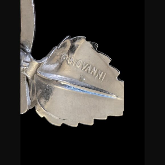 Vintage Giovanni Silver Tone 2.5" Long Rose Brooch Pin - Picture 5 of 6